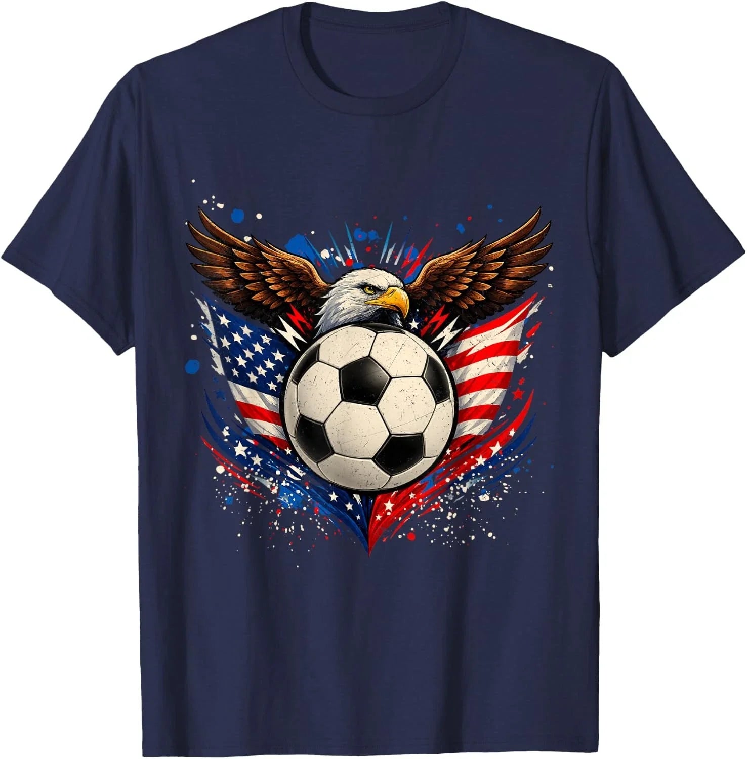 American Flag Soccer Ball 4th of July Patriotic Men Women Unisex T-Shirt Unisex T-shirt, Sweatshirt, Hoodie, Long Sleeve Tee - T-Shirt, Sweatshirt, Hoodie