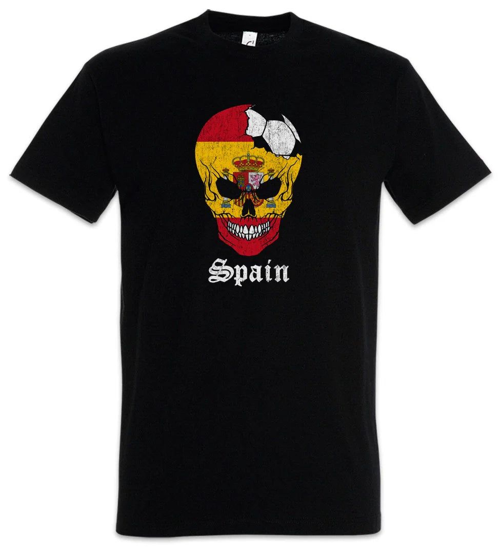 Spain Football Skull I T-Shirt spanish Soccer Flag Banner World Championship Unisex T-shirt, Sweatshirt, Hoodie, Long Sleeve Tee - T-Shirt, Sweatshirt, Hoodie