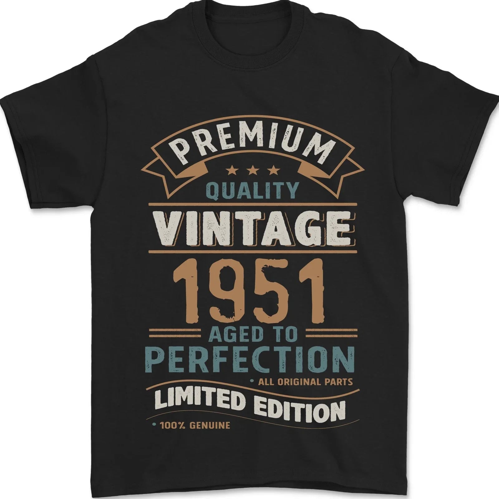 Premium Vintage 75th Birthday 1951 Mens T-Shirt 100% Cotton Unisex T-shirt, Sweatshirt, Hoodie, Long Sleeve Tee - T-Shirt, Sweatshirt, Hoodie