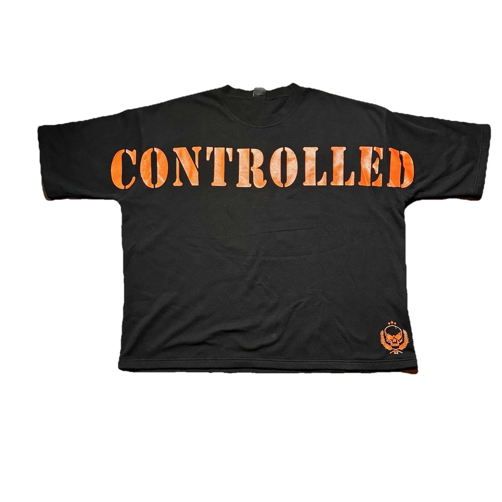 Controlled Insanity Men's 4XL  Black Orange Cotton Skull Graphic shirt Baggy Unisex T-shirt, Sweatshirt, Hoodie, Long Sleeve Tee - T-Shirt, Sweatshirt, Hoodie