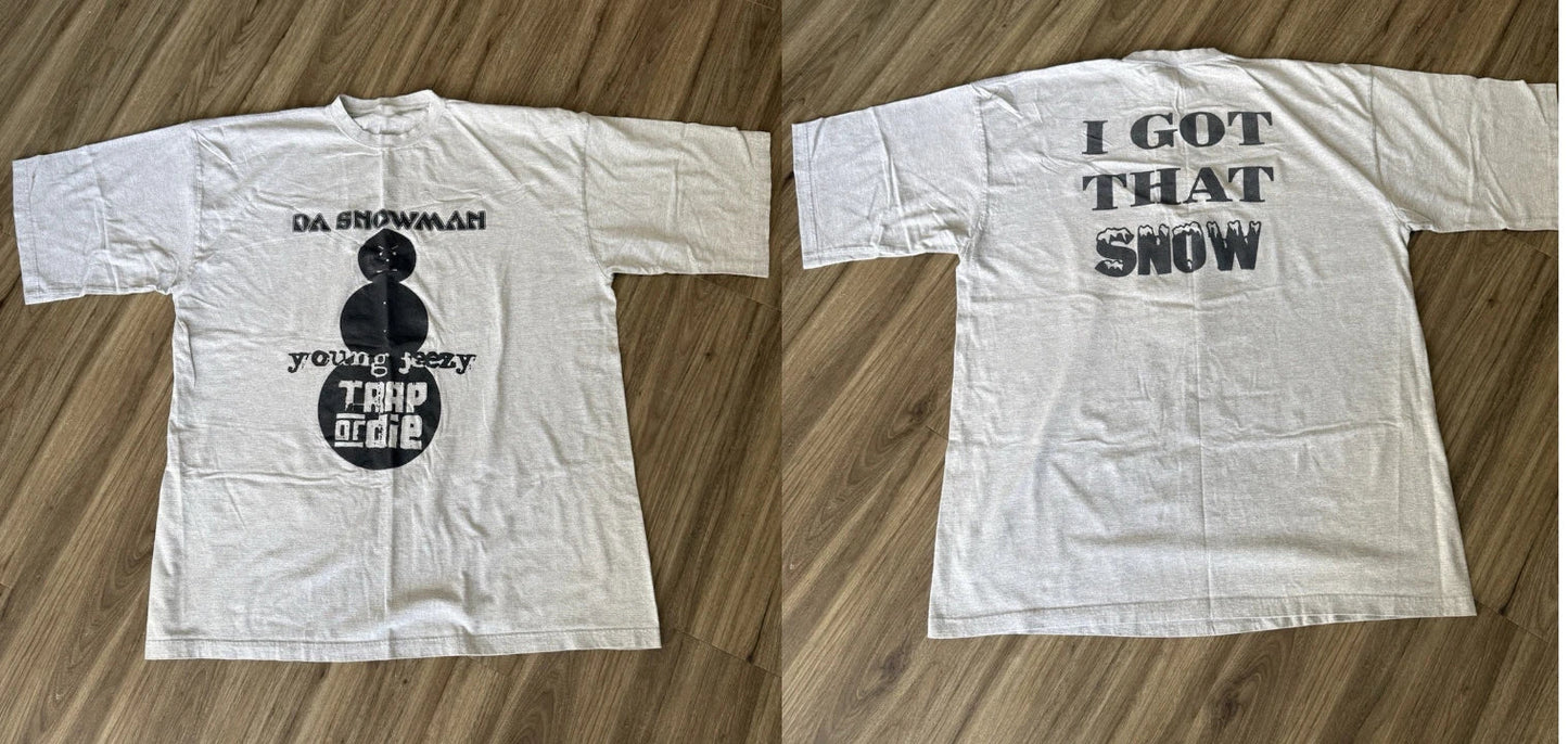 Vintage 2000s Y2K Young Jeezy Trap or Die Da Snowman Glitter Hip Hop Rap Tee Unisex T-shirt, Sweatshirt, Hoodie, Long Sleeve Tee - T-Shirt, Sweatshirt, Hoodie
