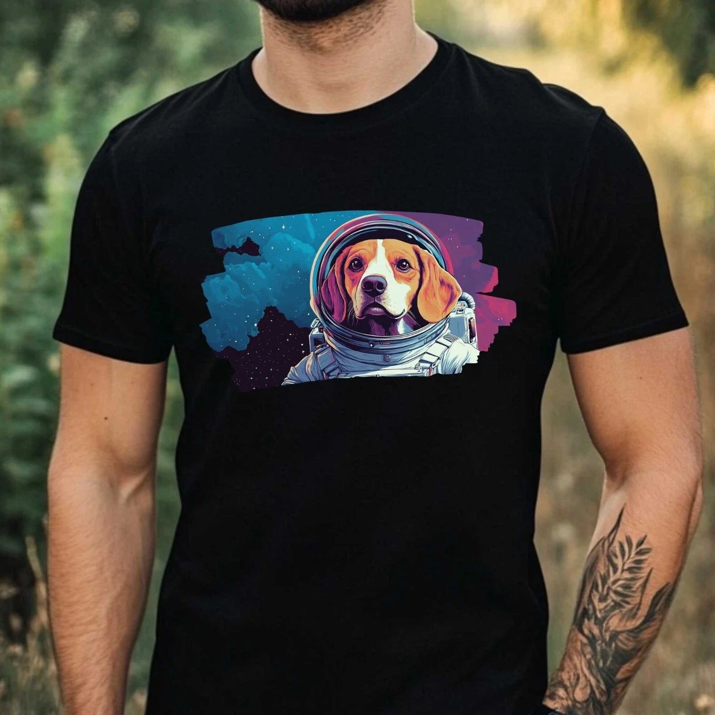 Mens Beagle as Astronaut Print Cotton T-Shirt Size XS to 5XL Unisex T-shirt, Sweatshirt, Hoodie, Long Sleeve Tee - T-Shirt, Sweatshirt, Hoodie