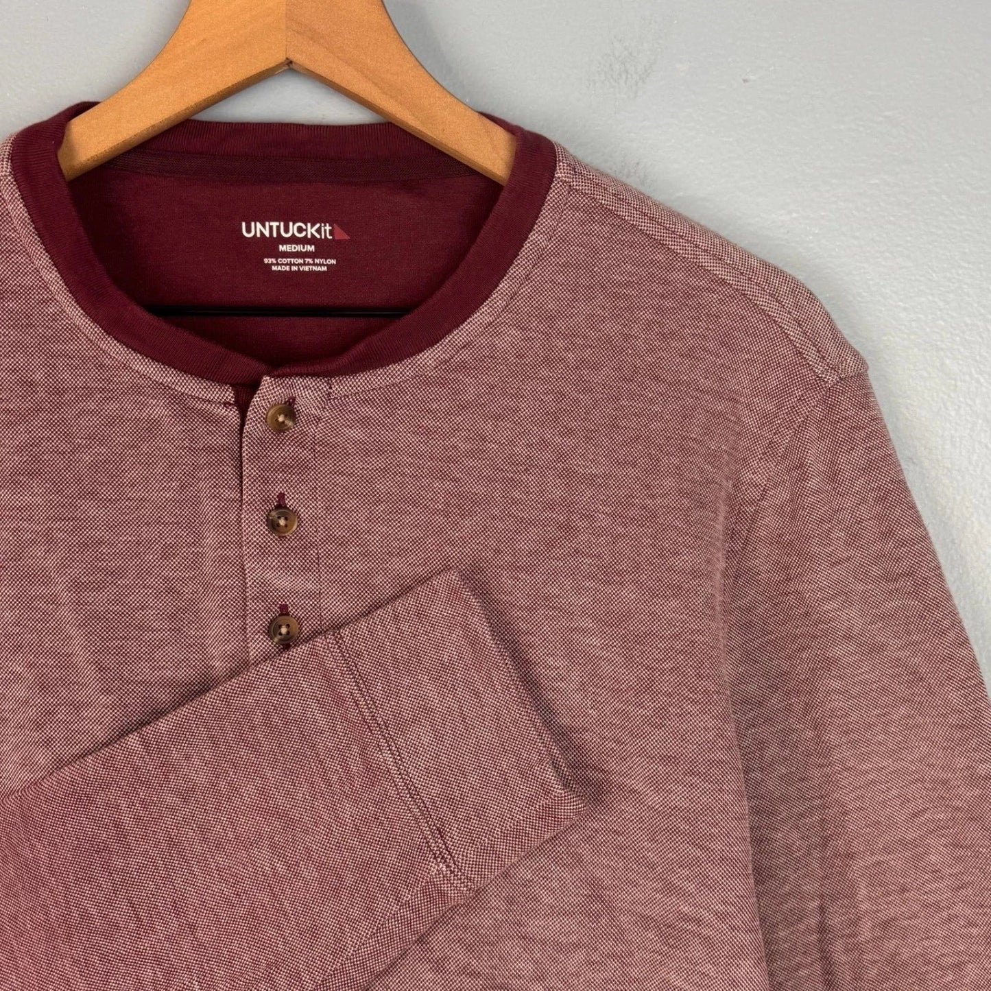 UNTUCKit Cascudo Mens Medium Burgundy Red Henley Long Sleeve Textured Shirt Unisex T-shirt, Sweatshirt, Hoodie, Long Sleeve Tee - T-Shirt, Sweatshirt, Hoodie