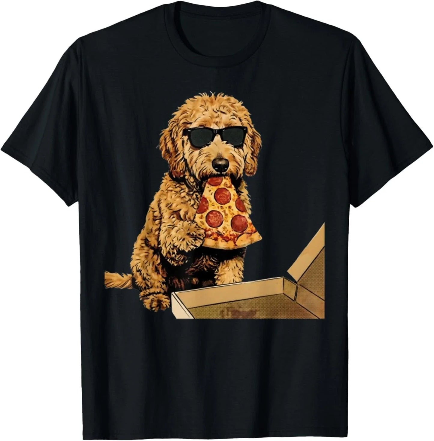Funny Dog Eating Pizza Goldendoodle Meme T-Shirt unisex T-Shirt Unisex T-shirt, Sweatshirt, Hoodie, Long Sleeve Tee - T-Shirt, Sweatshirt, Hoodie