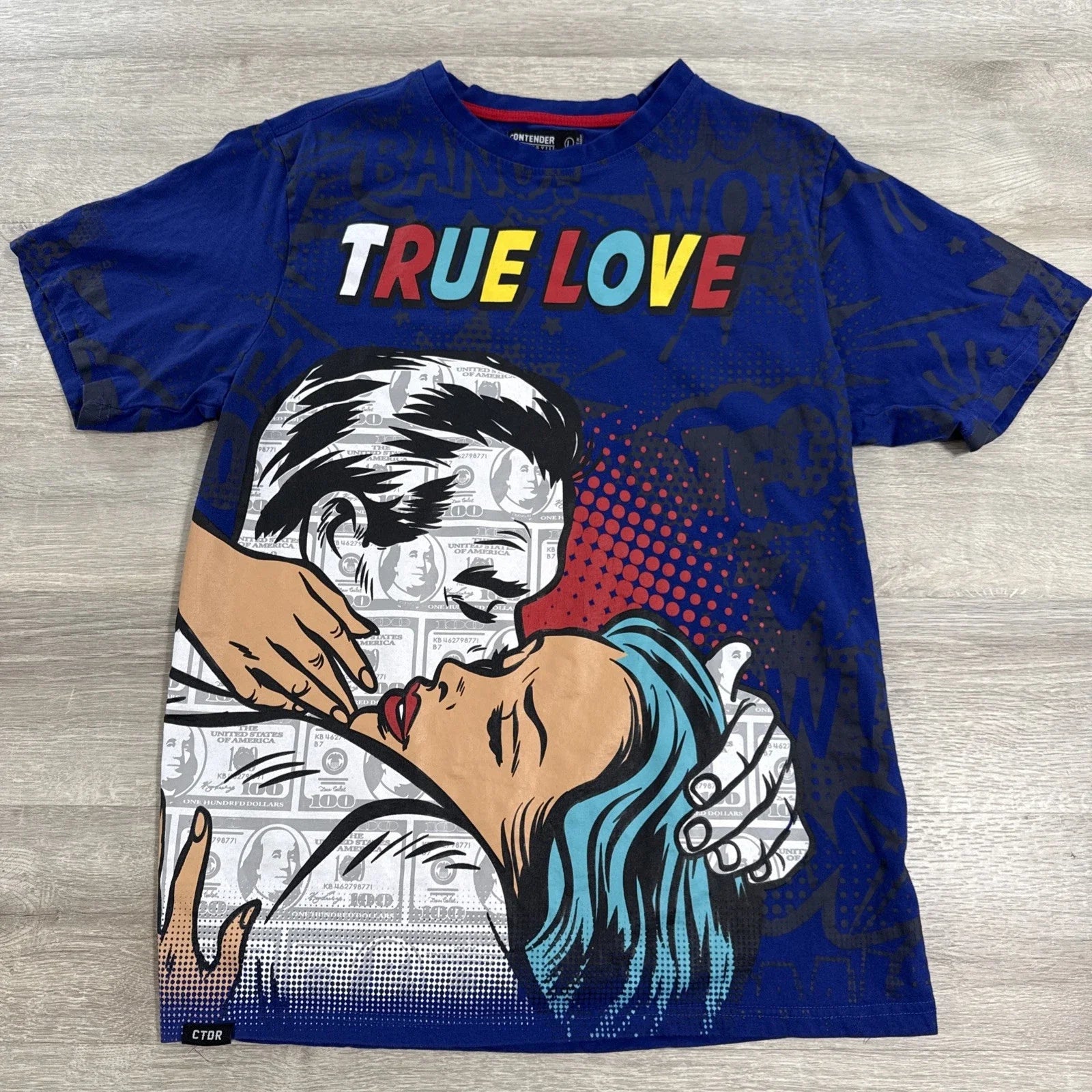 Contender True Love Shirt Blue Pop Art Money Print Tee Mens Large Unisex T-shirt, Sweatshirt, Hoodie, Long Sleeve Tee - T-Shirt, Sweatshirt, Hoodie