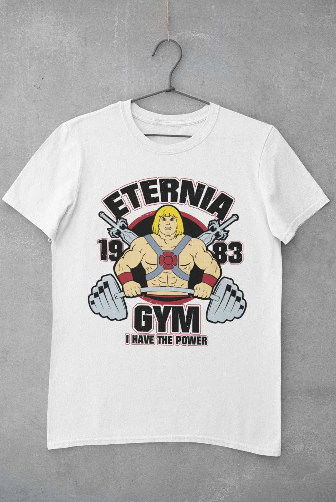 Retro Cartoon T Shirt Eternia Gym Man He 80s Throwback Greyskull Gift Idea Unisex T-shirt, Sweatshirt, Hoodie, Long Sleeve Tee - T-Shirt, Sweatshirt, Hoodie