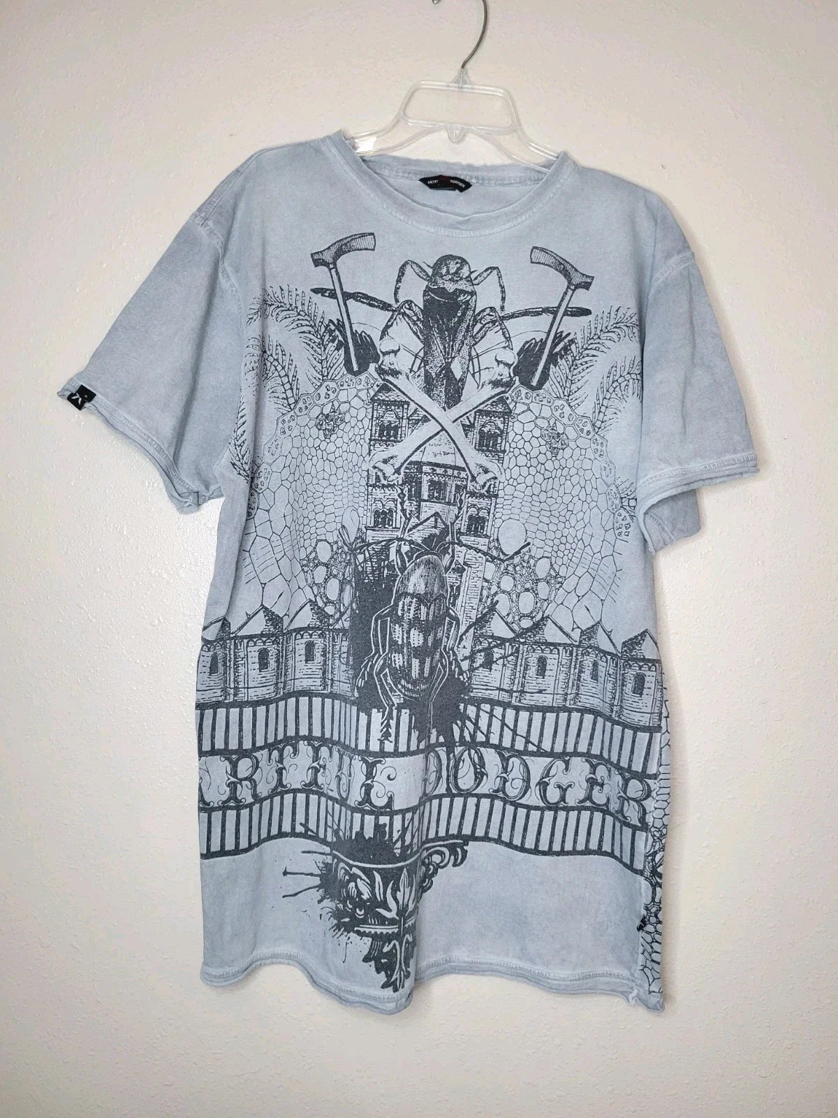 Artful Dodger Y2K Men Shirt Skull Embroidered Graphic Double Sided Mall Goth Unisex T-shirt, Sweatshirt, Hoodie, Long Sleeve Tee - T-Shirt, Sweatshirt, Hoodie
