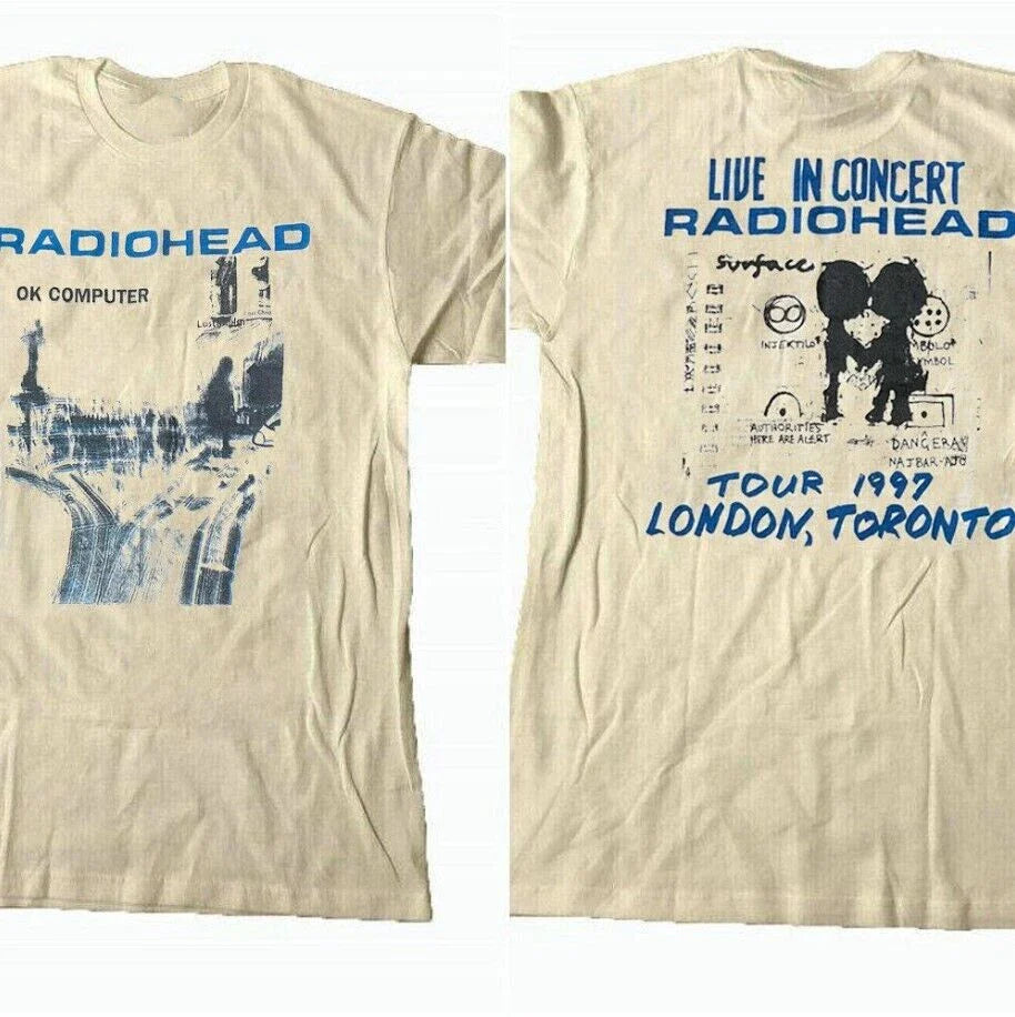 Radiohead Ok Computer Albums 90s graphic Sand T shirt 2 sided Cotton For Fans Unisex T-shirt, Sweatshirt, Hoodie, Long Sleeve Tee - T-Shirt, Sweatshirt, Hoodie