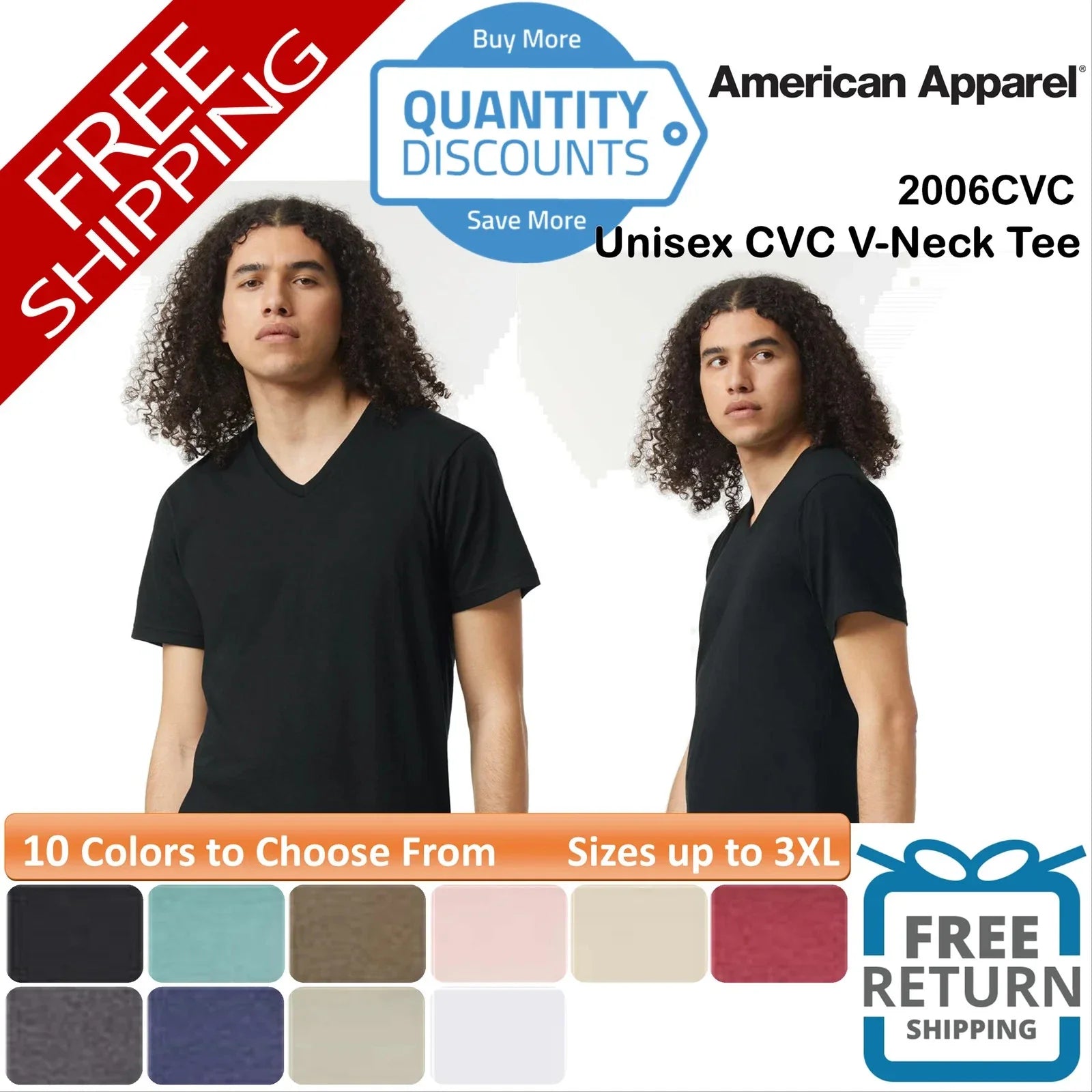 American Apparel CVC V-Neck T Shirt Plain Blank Short Sleeve Up To 3XL 2006CVC Unisex T-shirt, Sweatshirt, Hoodie, Long Sleeve Tee - T-Shirt, Sweatshirt, Hoodie