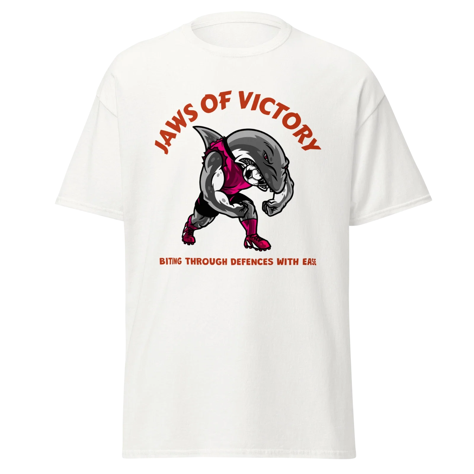 Jaws Of Victory Mens Classic T Shirt Shark Biting Soccer Ball Graphic Cotton Tee Unisex T-shirt, Sweatshirt, Hoodie, Long Sleeve Tee - T-Shirt, Sweatshirt, Hoodie