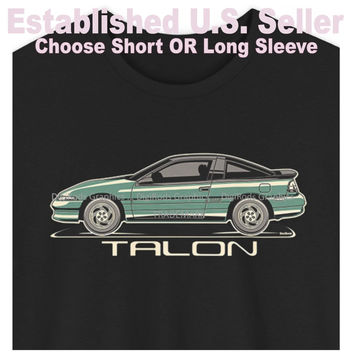 DigiRods Eagle Talon Classic Model Year Cartoon Car Black T Shirt Unisex T-shirt, Sweatshirt, Hoodie, Long Sleeve Tee - T-Shirt, Sweatshirt, Hoodie
