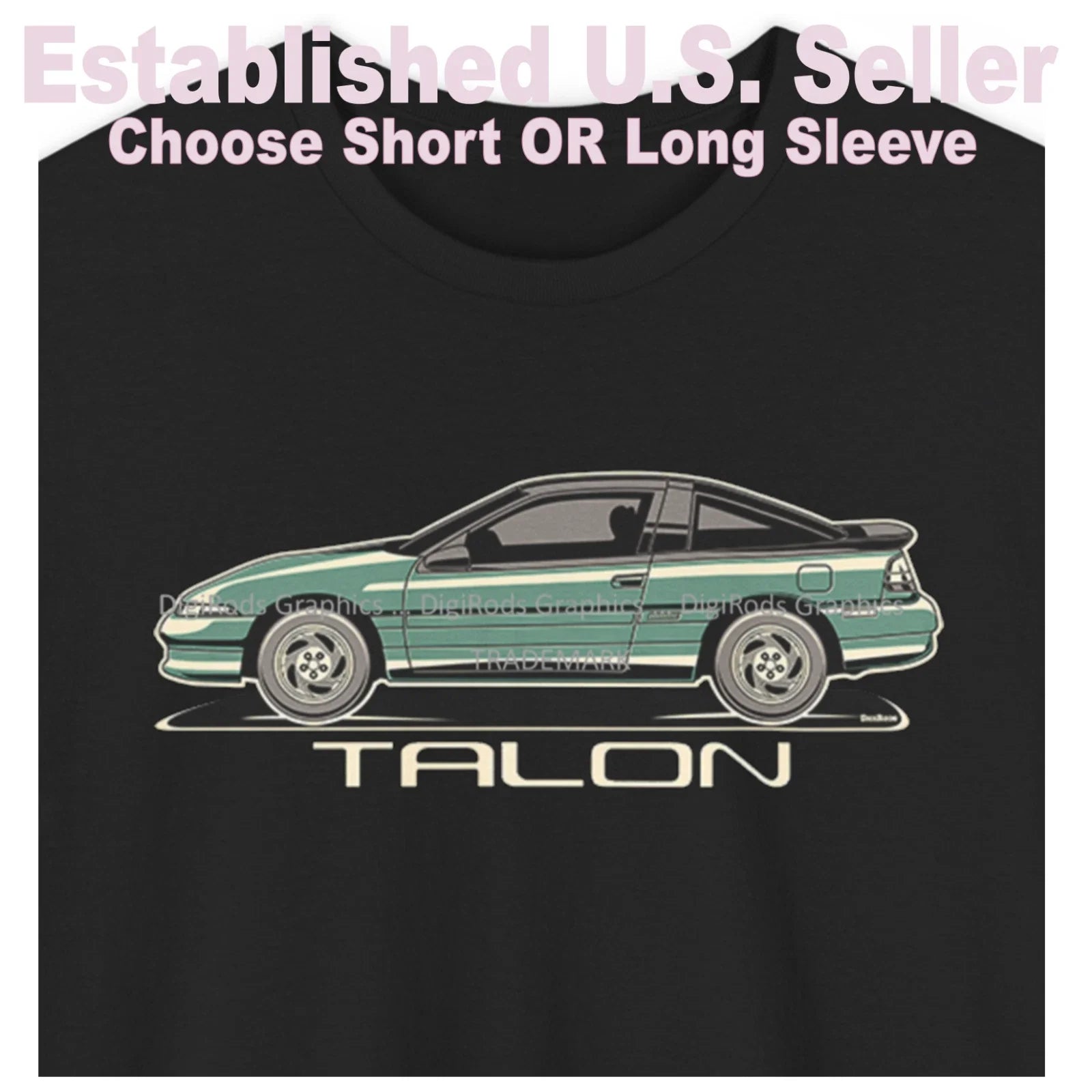 DigiRods Eagle Talon Classic Model Year Cartoon Car Black T Shirt Unisex T-shirt, Sweatshirt, Hoodie, Long Sleeve Tee - T-Shirt, Sweatshirt, Hoodie