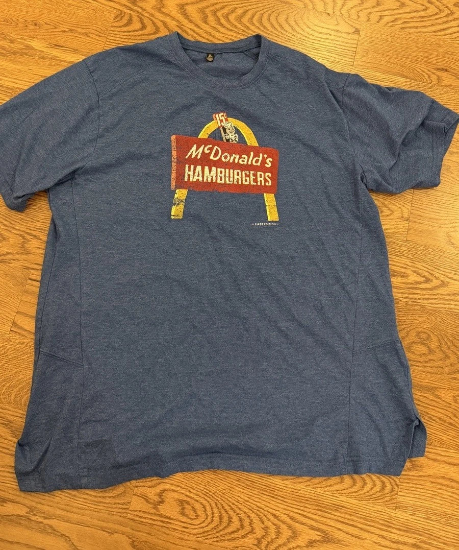 McDonald's 15 Cent Hamburgers Retro Blue T-Shirt Mens XL Unisex T-shirt, Sweatshirt, Hoodie, Long Sleeve Tee - T-Shirt, Sweatshirt, Hoodie