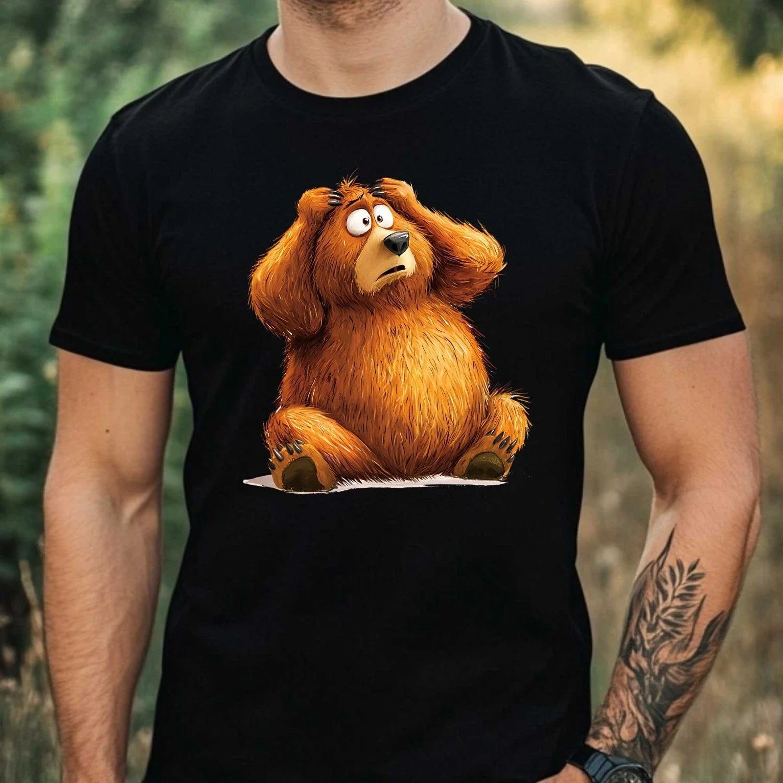 Mens Funny Brown Bear Print Cotton T-Shirt Size XS to 5XL Unisex T-shirt, Sweatshirt, Hoodie, Long Sleeve Tee - T-Shirt, Sweatshirt, Hoodie