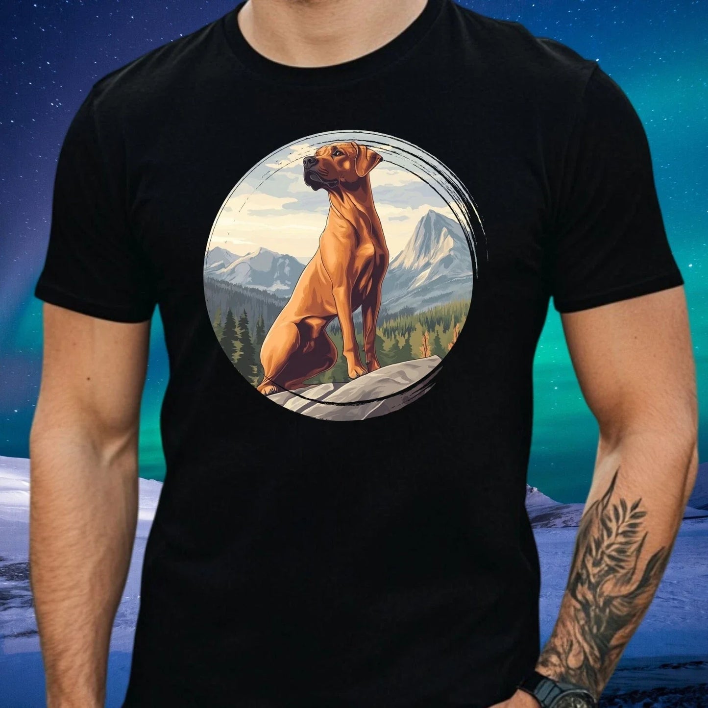Mens Rhodesian Ridgeback Bergen Motif Cotton T-Shirt Size XS to 5XL Unisex T-shirt, Sweatshirt, Hoodie, Long Sleeve Tee - T-Shirt, Sweatshirt, Hoodie