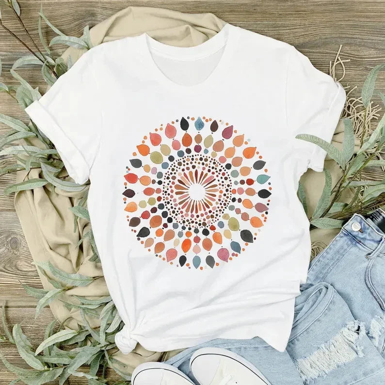 Watercolor Mandala T-Shirt, Boho Geometric Tee, Artistic Abstract Shirt Unisex T-shirt, Sweatshirt, Hoodie, Long Sleeve Tee - T-Shirt, Sweatshirt, Hoodie