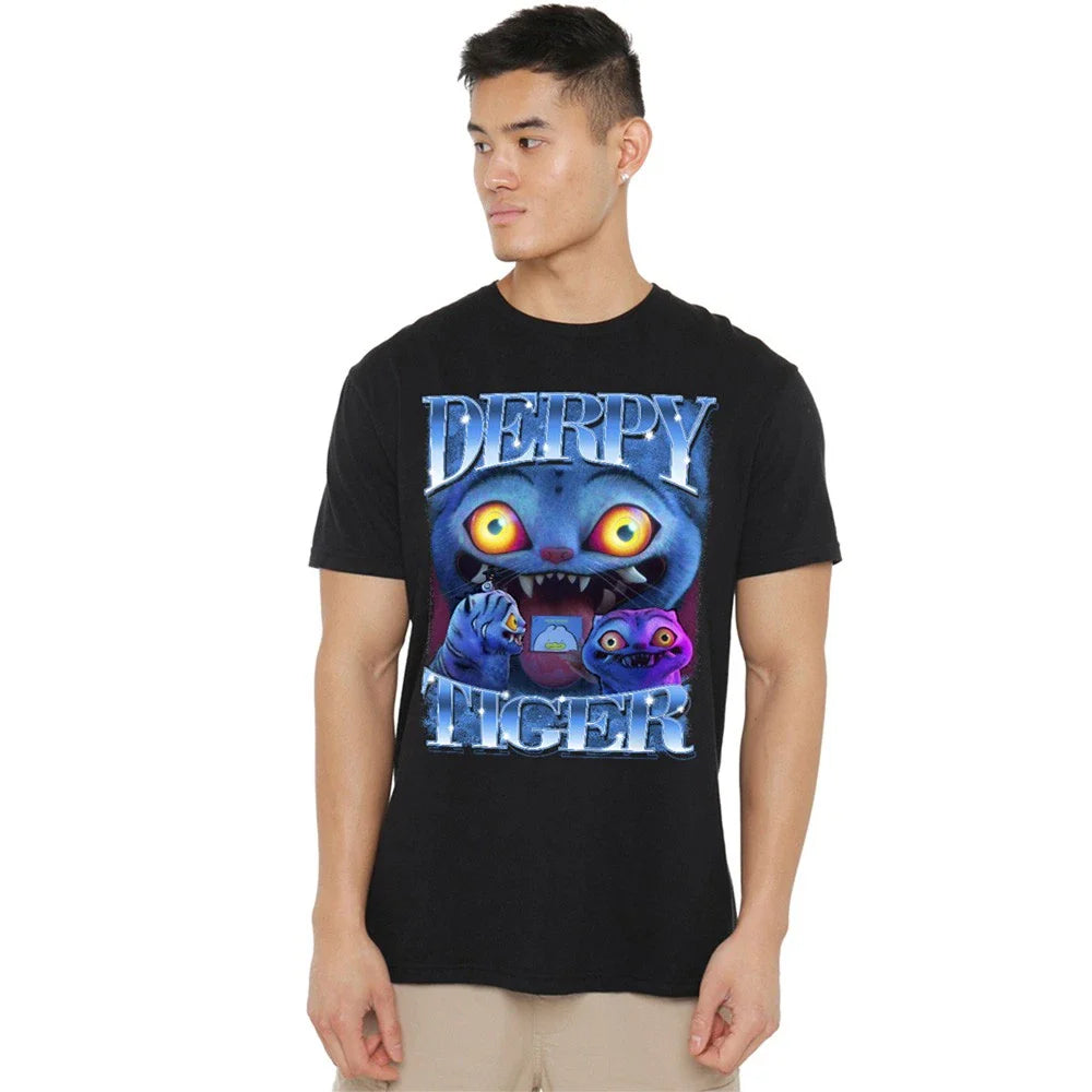 K-Pop Demon Hunters - Derpy Tiger Bootleg Unisex T Shirt, Black Unisex T-shirt, Sweatshirt, Hoodie, Long Sleeve Tee - T-Shirt, Sweatshirt, Hoodie