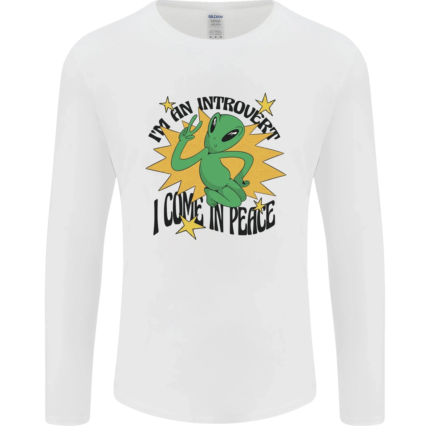Alien Introvert I Come in Peace Funny UFO Mens Long Sleeve T-Shirt Unisex T-shirt, Sweatshirt, Hoodie, Long Sleeve Tee - T-Shirt, Sweatshirt, Hoodie