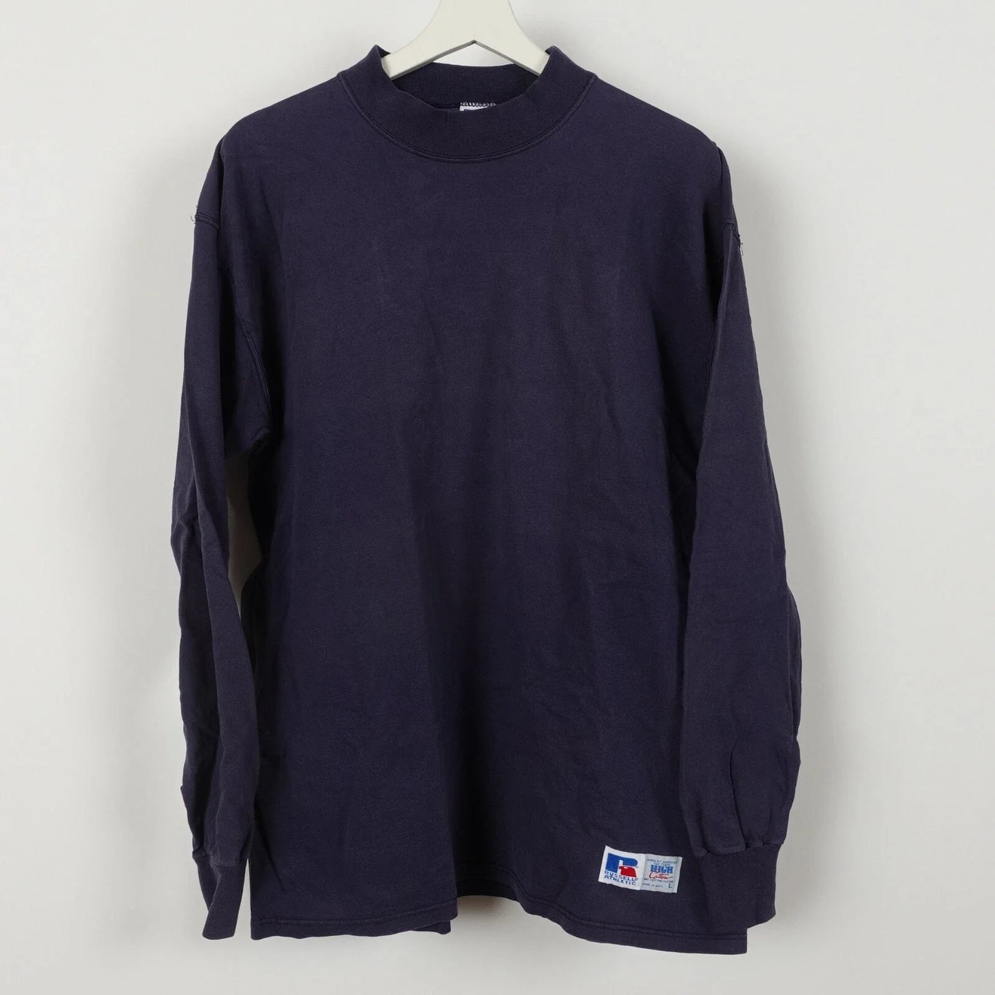 Vintage 90s Blank Russell Athletic High Cotton T-shirt Mens Large Mock Neck USA Unisex T-shirt, Sweatshirt, Hoodie, Long Sleeve Tee - T-Shirt, Sweatshirt, Hoodie
