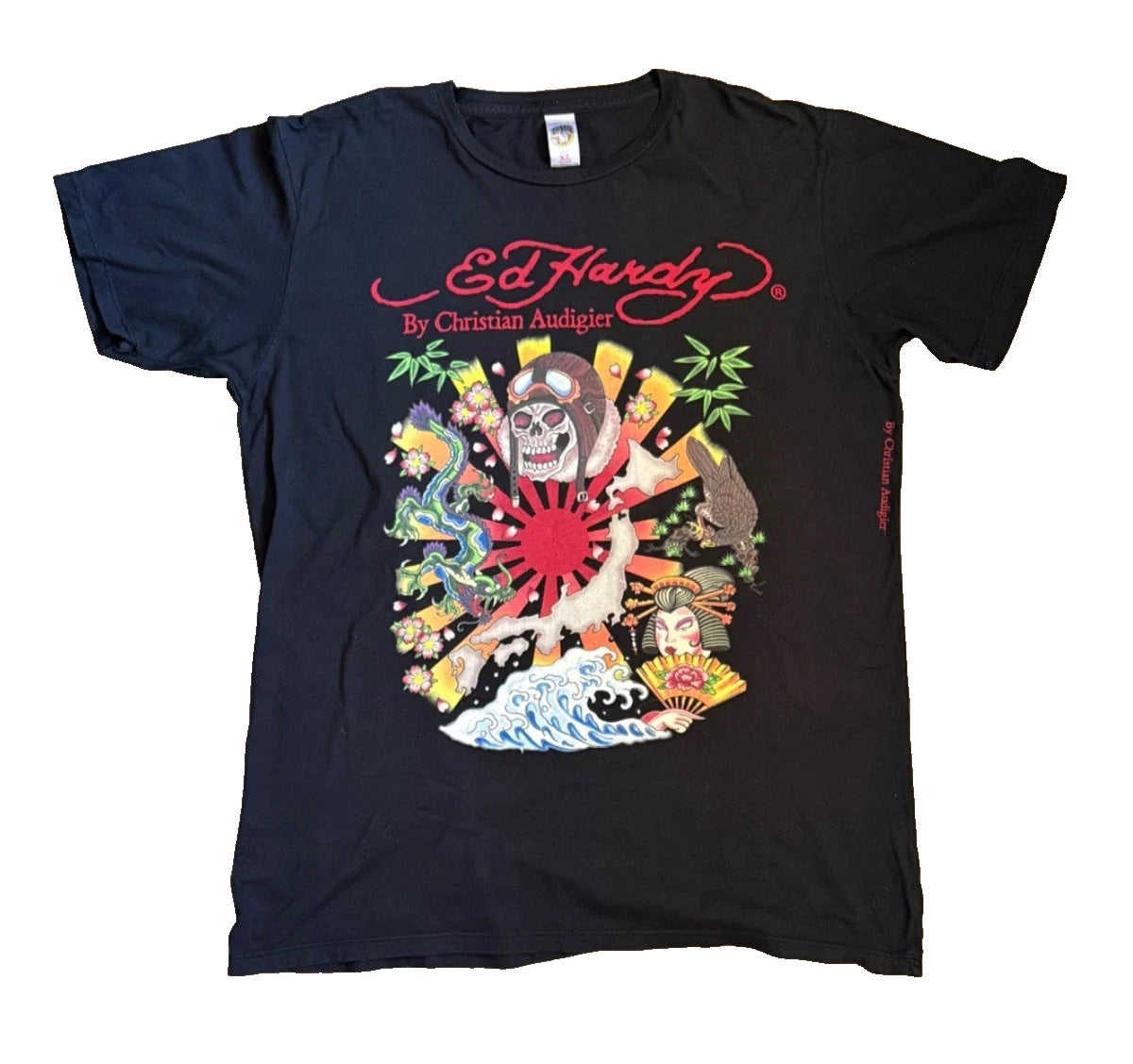 VTG Ed Hardy Kamikaze T Shirt XL Black Christian Audigier Skull Geisha Sun Y2K Unisex T-shirt, Sweatshirt, Hoodie, Long Sleeve Tee - T-Shirt, Sweatshirt, Hoodie