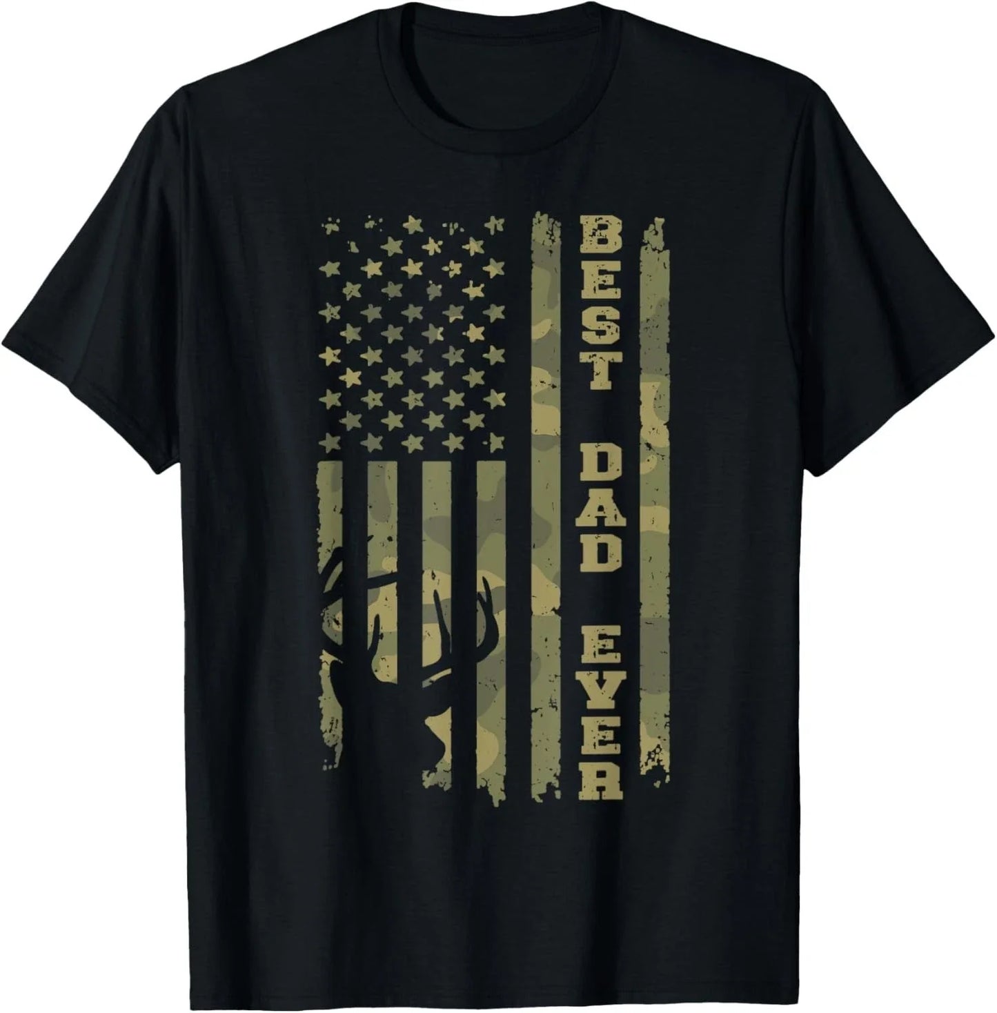 Father's Day Best Dad Ever Vintage Camo USA Flag Deer Hunter Gift Unisex T-Shirt Unisex T-shirt, Sweatshirt, Hoodie, Long Sleeve Tee - T-Shirt, Sweatshirt, Hoodie