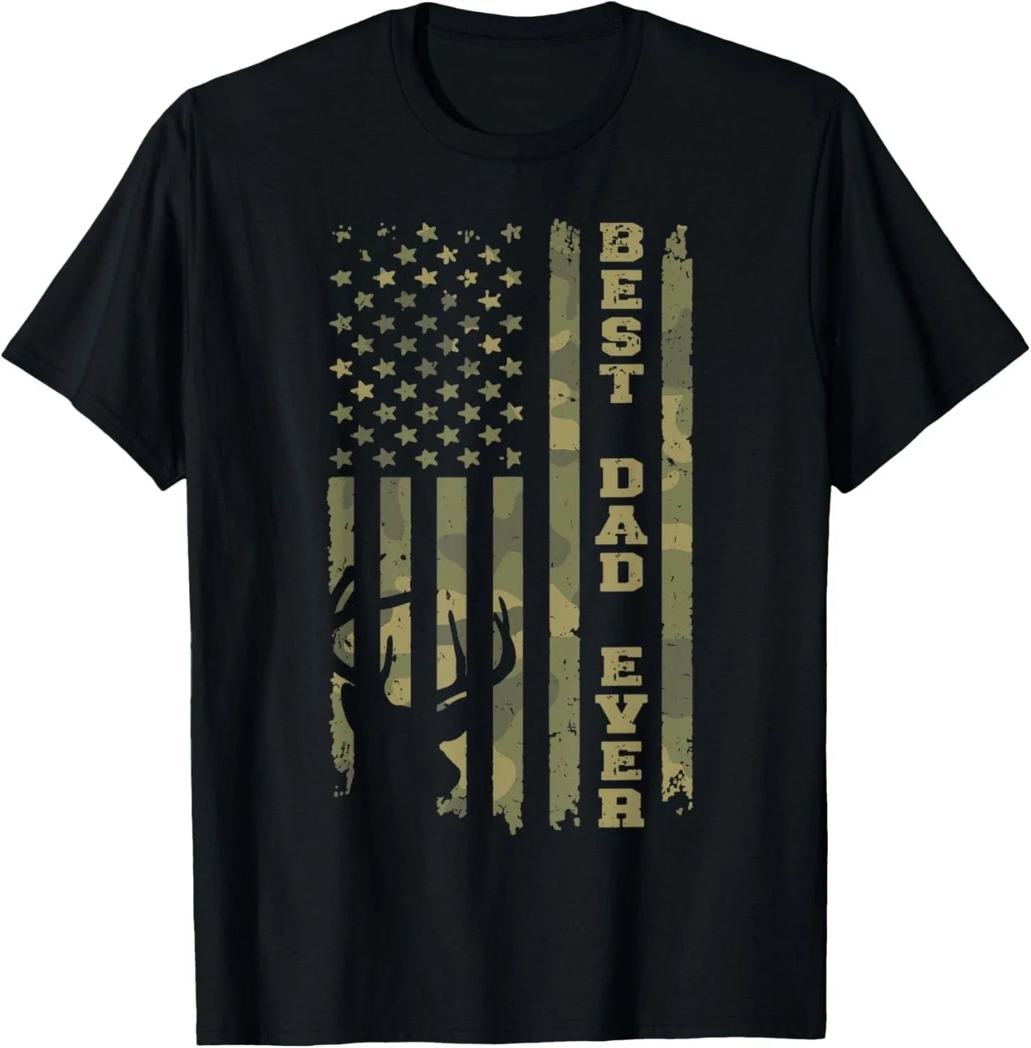 Father's Day Best Dad Ever Vintage Camo USA Flag Deer Hunter Gift Unisex T-Shirt Unisex T-shirt, Sweatshirt, Hoodie, Long Sleeve Tee - T-Shirt, Sweatshirt, Hoodie