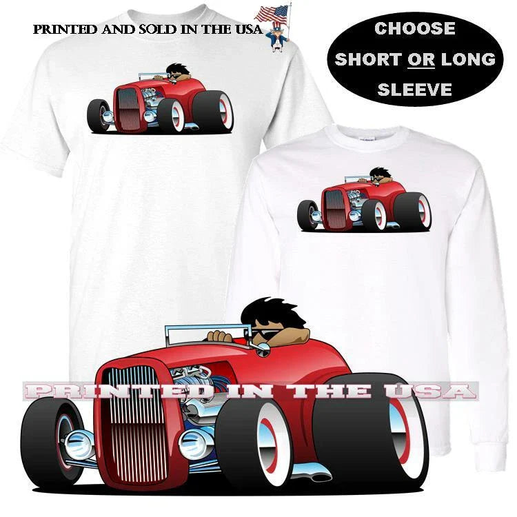 Cool Dude Highboy Convertible Red Hot Rod Model Cartoon Car T Shirt S-5X Unisex T-shirt, Sweatshirt, Hoodie, Long Sleeve Tee - T-Shirt, Sweatshirt, Hoodie
