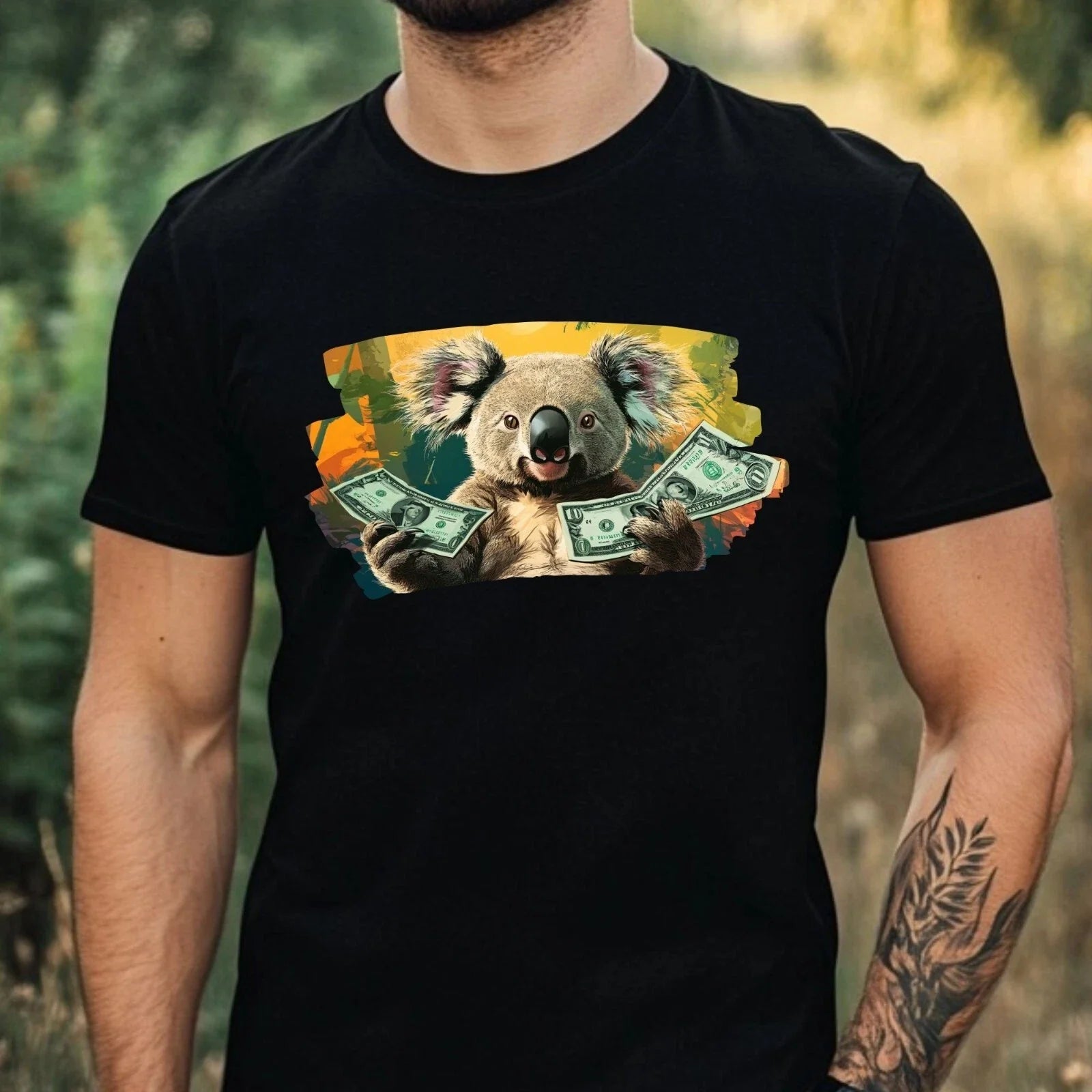Mens Funny Koala Money Print Cotton T-Shirt Size XS to 5XL Unisex T-shirt, Sweatshirt, Hoodie, Long Sleeve Tee - T-Shirt, Sweatshirt, Hoodie