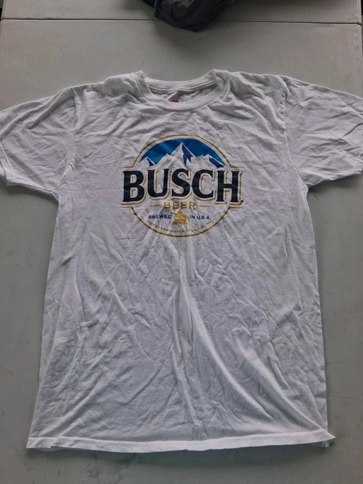 Busch Beer Hanes Nano T white t shirt size medium Unisex T-shirt, Sweatshirt, Hoodie, Long Sleeve Tee - T-Shirt, Sweatshirt, Hoodie