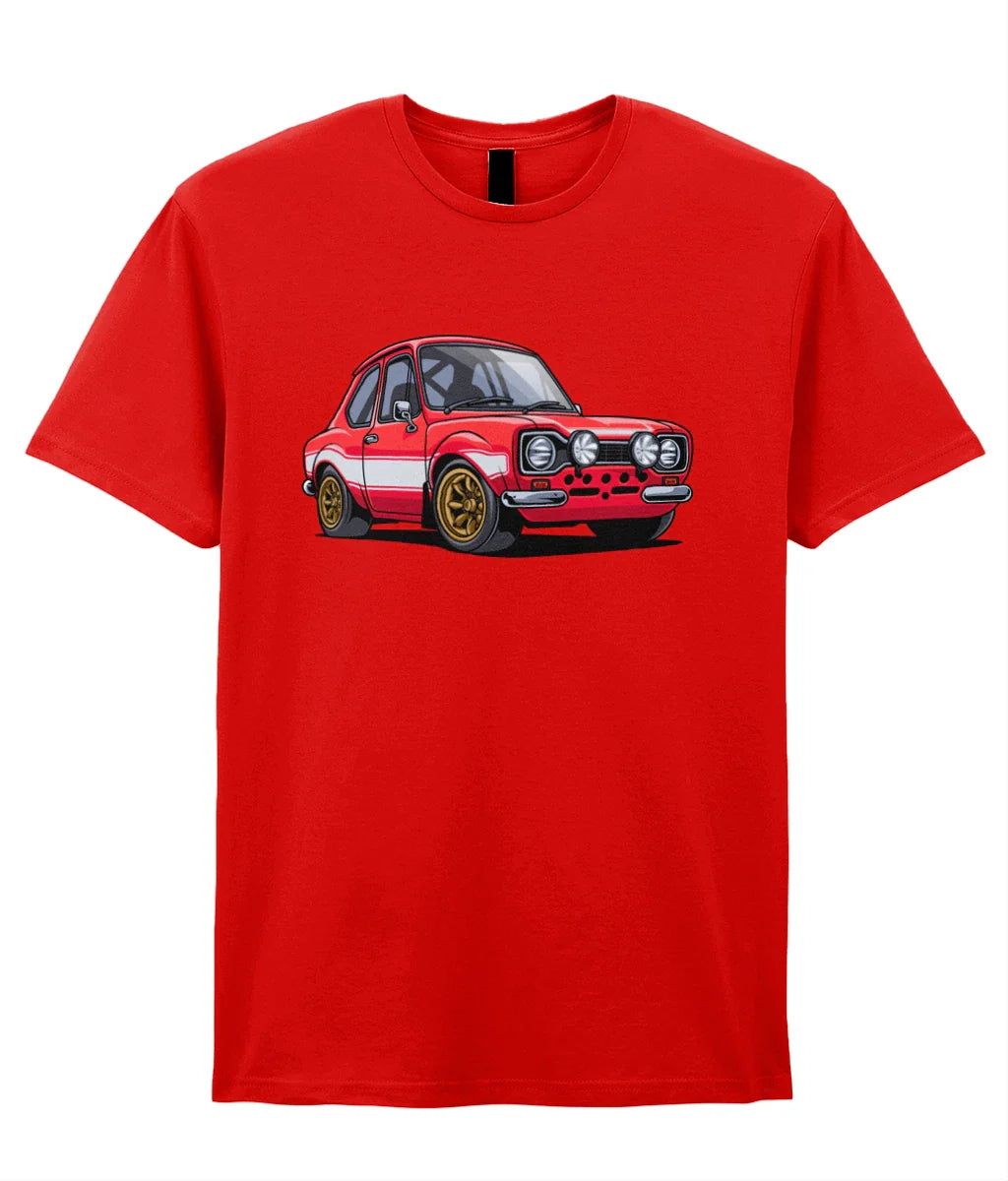 Cartoon Escort Rally Car Drawing T-Shirt. Unisex T-shirt, Sweatshirt, Hoodie, Long Sleeve Tee - T-Shirt, Sweatshirt, Hoodie