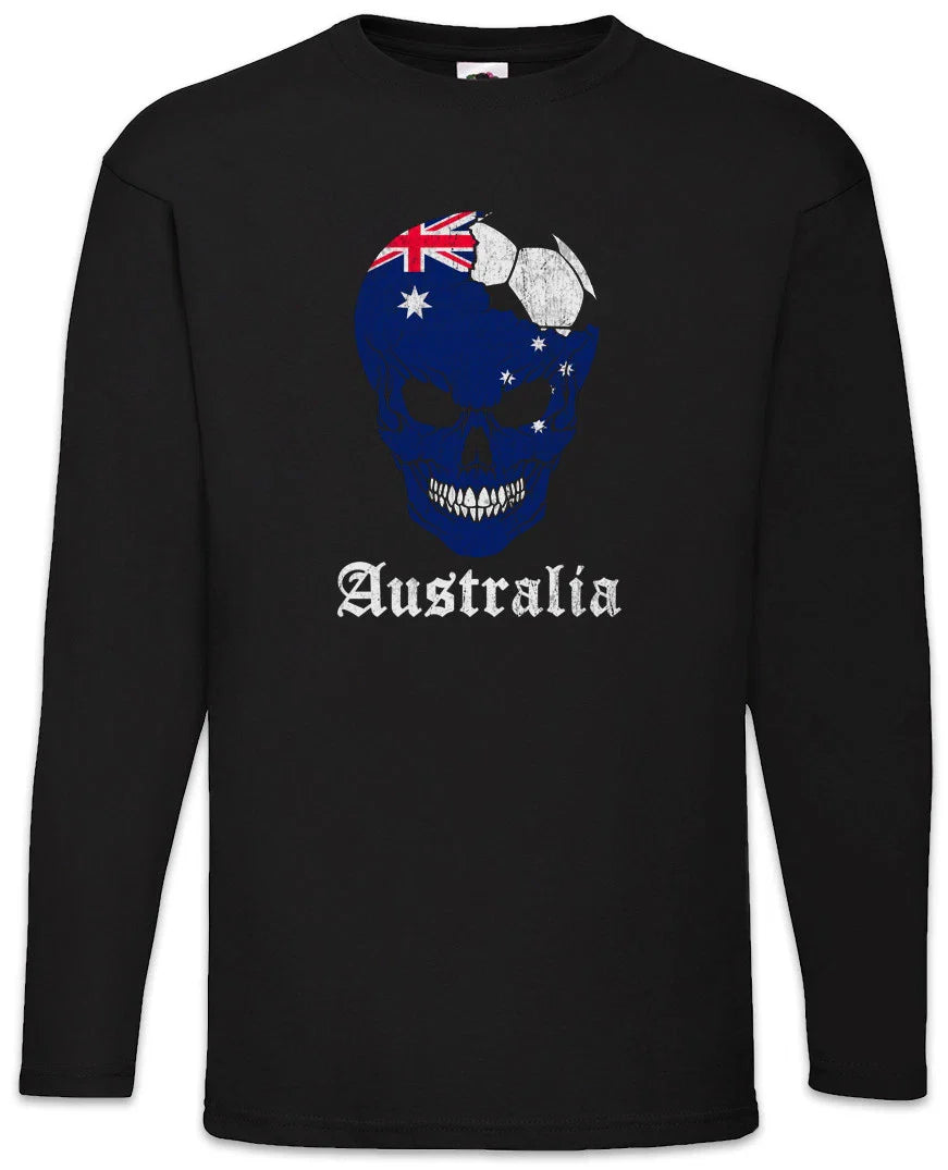 Australia Football Skull I Men Long Sleeve T-Shirt australian Soccer Flag Unisex T-shirt, Sweatshirt, Hoodie, Long Sleeve Tee - T-Shirt, Sweatshirt, Hoodie