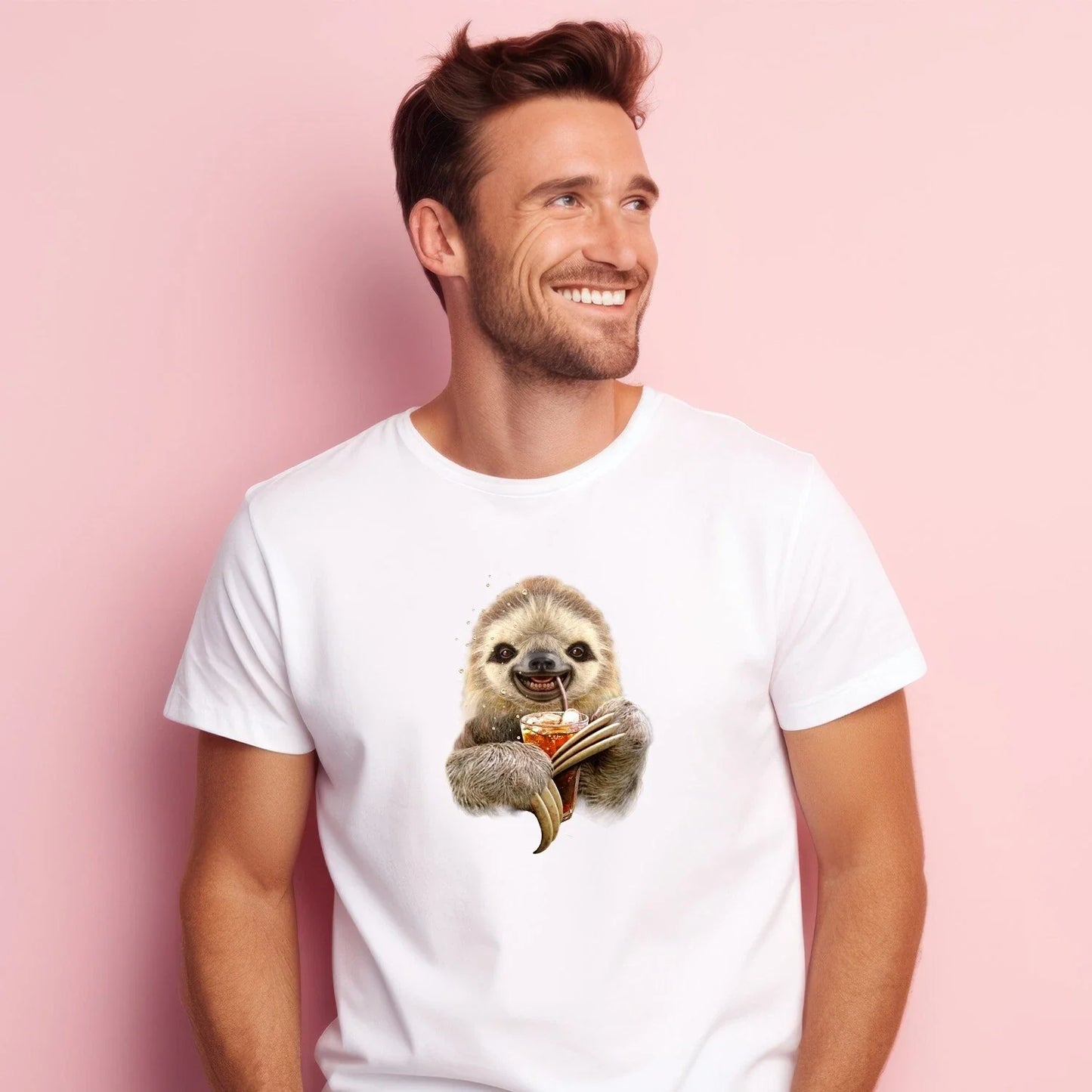 Men's Short Sleeve T-Shirt White, SLOTH AND DRINK Unisex T-shirt, Sweatshirt, Hoodie, Long Sleeve Tee - T-Shirt, Sweatshirt, Hoodie