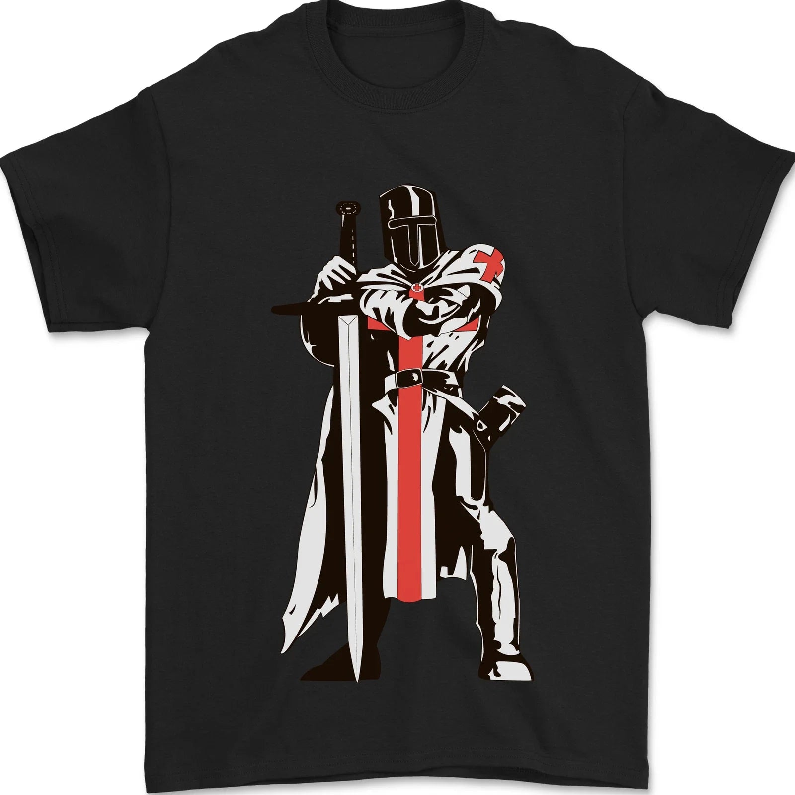 St Georges Day Knights Templar Sword Mens T-Shirt 100% Cotton Unisex T-shirt, Sweatshirt, Hoodie, Long Sleeve Tee - T-Shirt, Sweatshirt, Hoodie