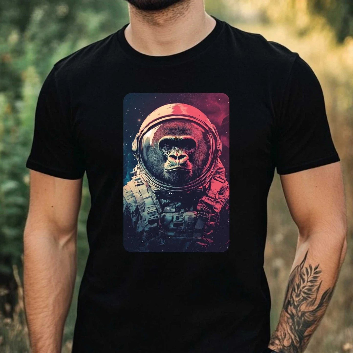 Mens Gorilla as Astronaut Print Cotton T-Shirt Size XS to 5XL Unisex T-shirt, Sweatshirt, Hoodie, Long Sleeve Tee - T-Shirt, Sweatshirt, Hoodie