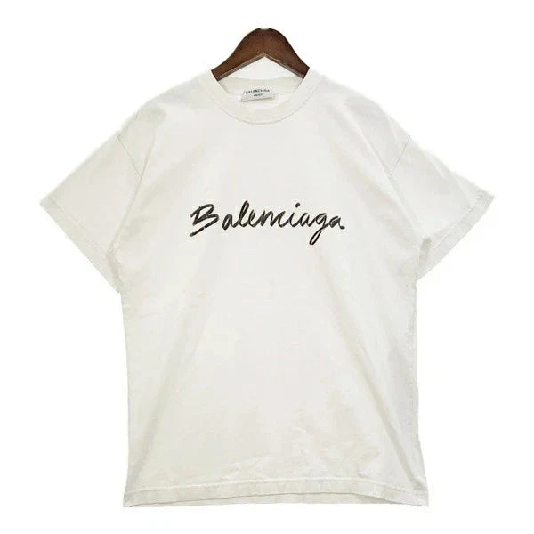 Balenciaga T-shirt Short Sleeve Signature Logo Print Unisex Simple S Size White Unisex T-shirt, Sweatshirt, Hoodie, Long Sleeve Tee - T-Shirt, Sweatshirt, Hoodie
