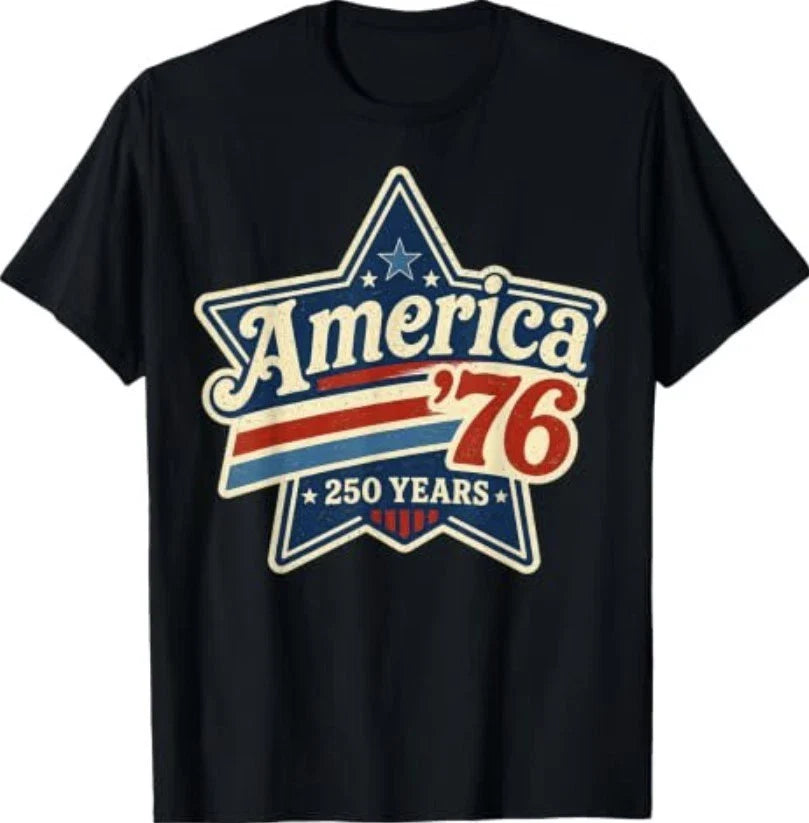 America 76 Retro Vintage Distressed Americana Design T-Shirt Unisex T-shirt, Sweatshirt, Hoodie, Long Sleeve Tee - T-Shirt, Sweatshirt, Hoodie