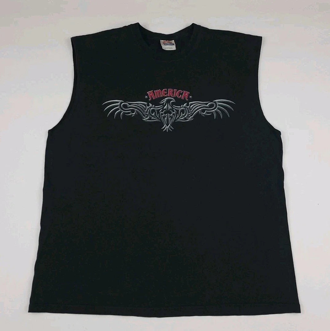 Vintage Y2k America Tribal Bird Eagle Print Sleeveless Shirt Tank USA Patriotic Unisex T-shirt, Sweatshirt, Hoodie, Long Sleeve Tee - T-Shirt, Sweatshirt, Hoodie
