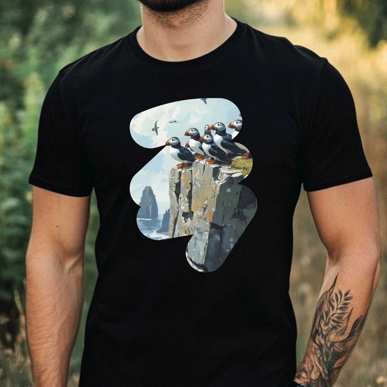 Mens Puffin Print Cotton T-Shirt Size XS to 5XL Unisex T-shirt, Sweatshirt, Hoodie, Long Sleeve Tee - T-Shirt, Sweatshirt, Hoodie