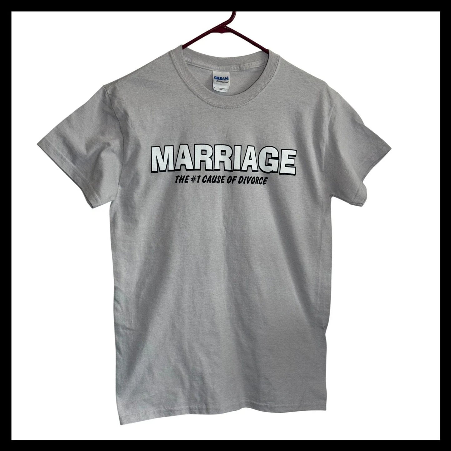 NWOT Gildan Ultra Cotton Marriage #1 Cause of Divorce Gray Graphic Tee Small Unisex T-shirt, Sweatshirt, Hoodie, Long Sleeve Tee - T-Shirt, Sweatshirt, Hoodie