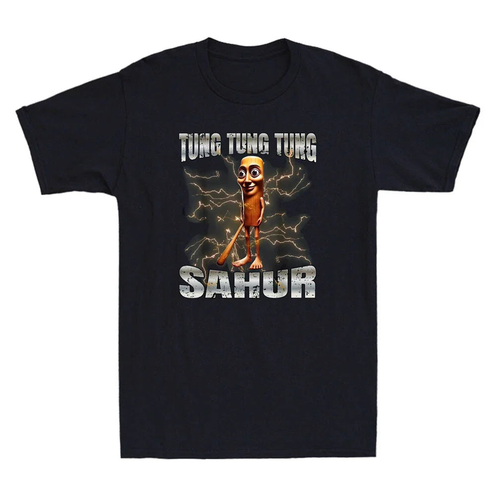 Tung Tung Tung Sahur Funny Brainrot Cartoon Graphic Humor Gen Z Men's T-Shirt Unisex T-shirt, Sweatshirt, Hoodie, Long Sleeve Tee - T-Shirt, Sweatshirt, Hoodie