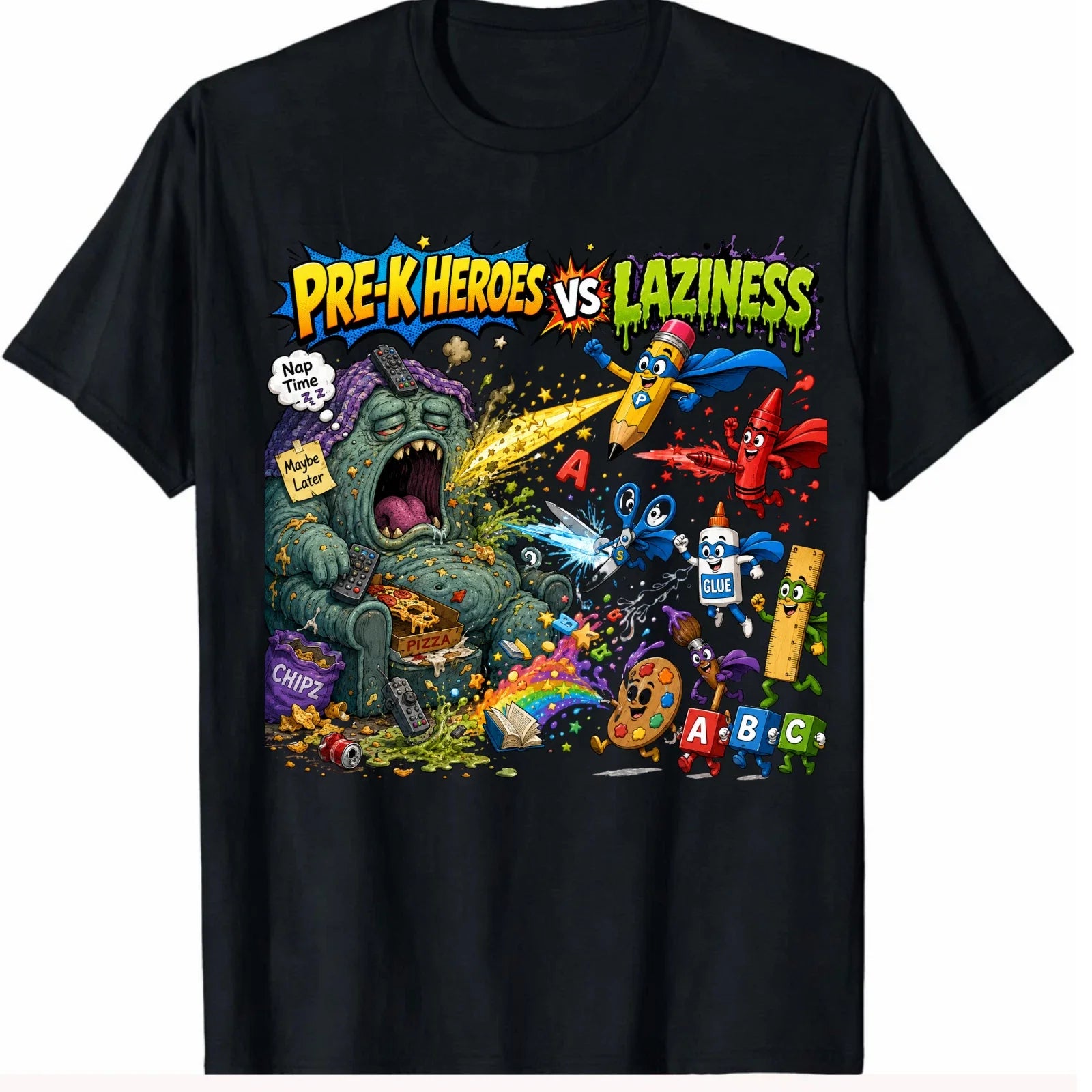 Funny Pre-K Heroes Vs Laziness Classroom Learning Adventure T-Shirt Unisex T-shirt, Sweatshirt, Hoodie, Long Sleeve Tee - T-Shirt, Sweatshirt, Hoodie