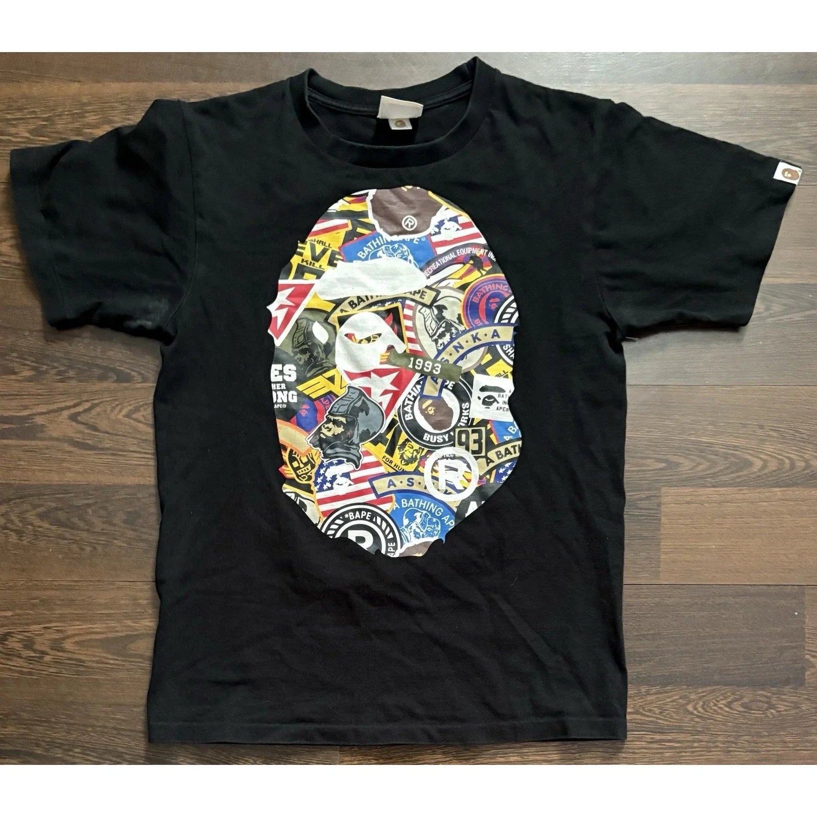 Rare Find Authentic ape bape Bape Black Patched Big Ape Head Tee Mens Sz S Unisex T-shirt, Sweatshirt, Hoodie, Long Sleeve Tee - T-Shirt, Sweatshirt, Hoodie