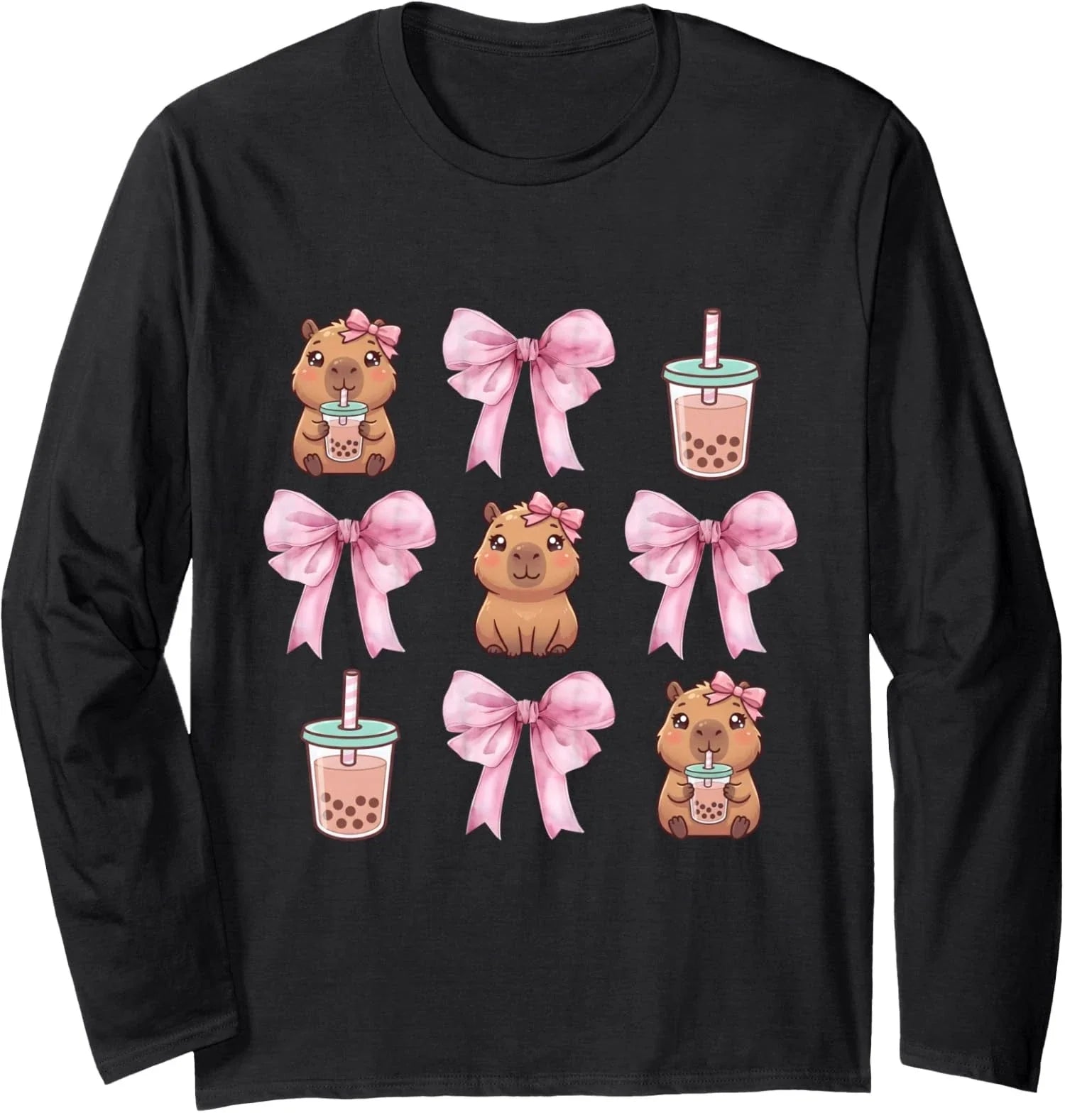 Cute Capybara Kawaii Bubble Tea Lover Long Sleeve T-Shirt Unisex T-shirt, Sweatshirt, Hoodie, Long Sleeve Tee - T-Shirt, Sweatshirt, Hoodie