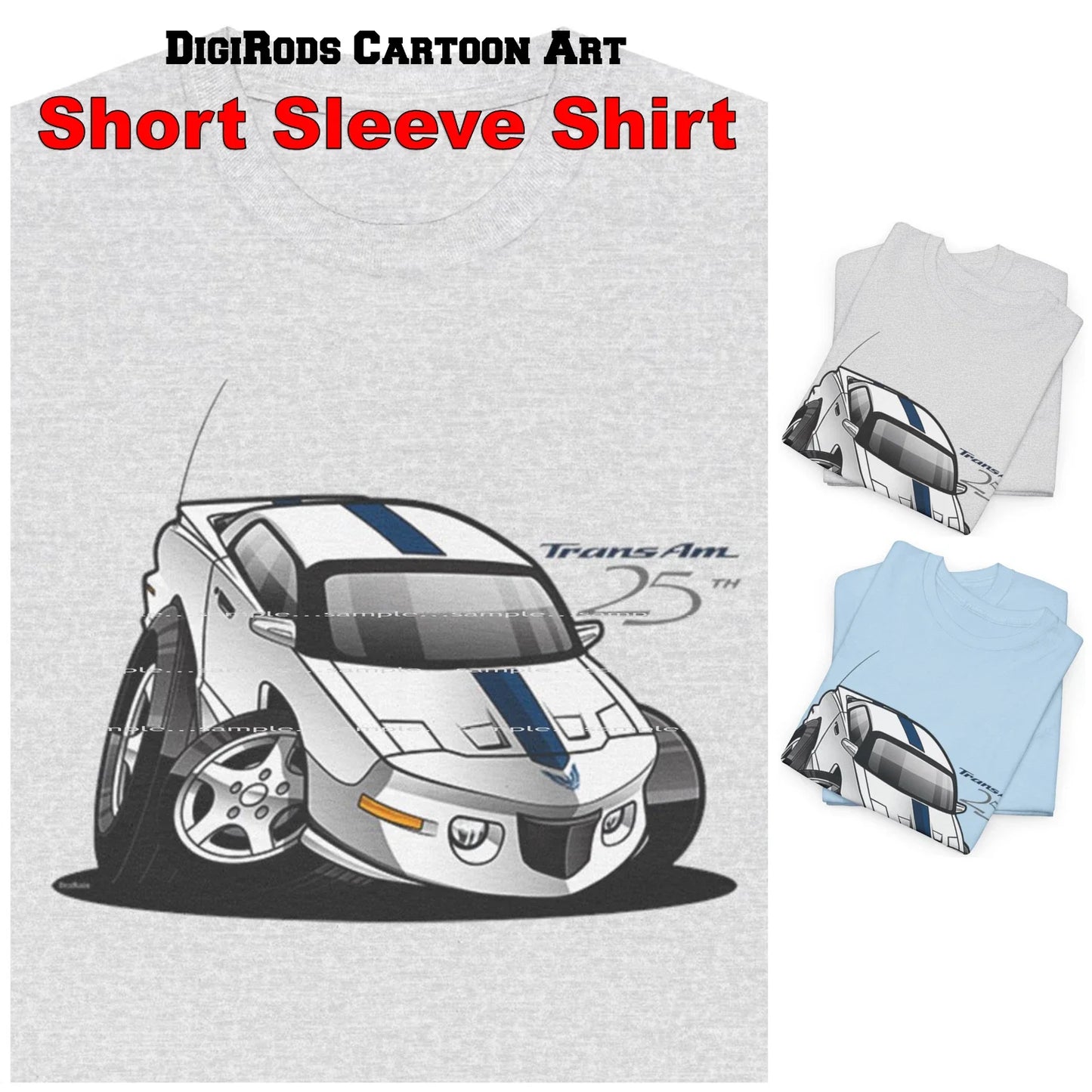 DigiRods Pontiac 1994 Trans Am 25th Anniversary Edition Cartoon Car T Shirt Unisex T-shirt, Sweatshirt, Hoodie, Long Sleeve Tee - T-Shirt, Sweatshirt, Hoodie