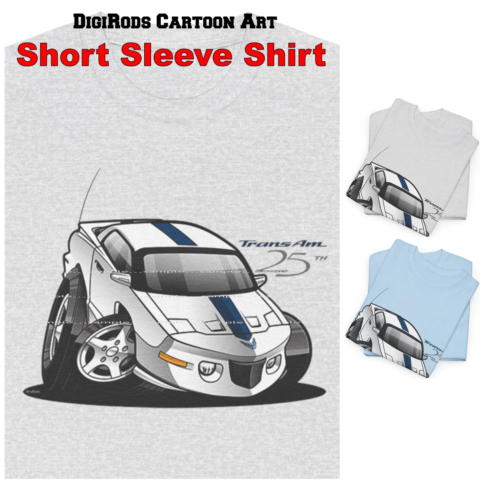 DigiRods Pontiac 1994 Trans Am 25th Anniversary Edition Cartoon Car T Shirt Unisex T-shirt, Sweatshirt, Hoodie, Long Sleeve Tee - T-Shirt, Sweatshirt, Hoodie