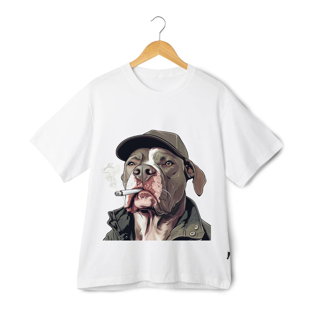 Smoking Dog T-Shirt - Unisex Funny Boxer Cartoon Street Style Graphic Tee Unisex T-shirt, Sweatshirt, Hoodie, Long Sleeve Tee - T-Shirt, Sweatshirt, Hoodie