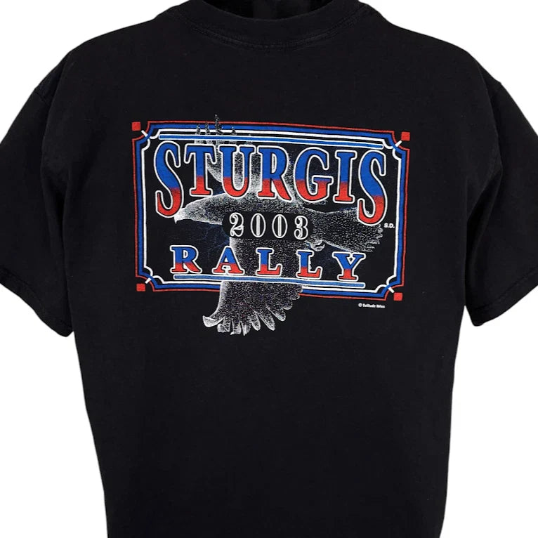 Vintage Sturgis T Shirt Mens Size Large Black Y2K 2003 Black Hills Rally Unisex T-shirt, Sweatshirt, Hoodie, Long Sleeve Tee - T-Shirt, Sweatshirt, Hoodie