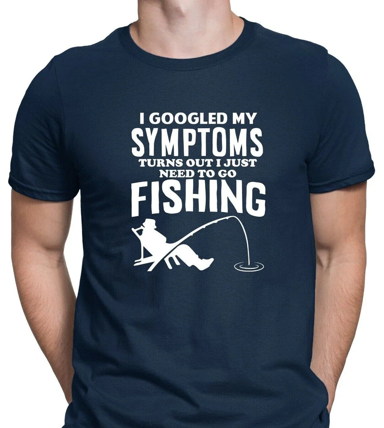 Funny Fishing Symptoms T-shirt Fisherman Joke Dad Grandad Fish Angler Gift Shirt Unisex T-shirt, Sweatshirt, Hoodie, Long Sleeve Tee - T-Shirt, Sweatshirt, Hoodie