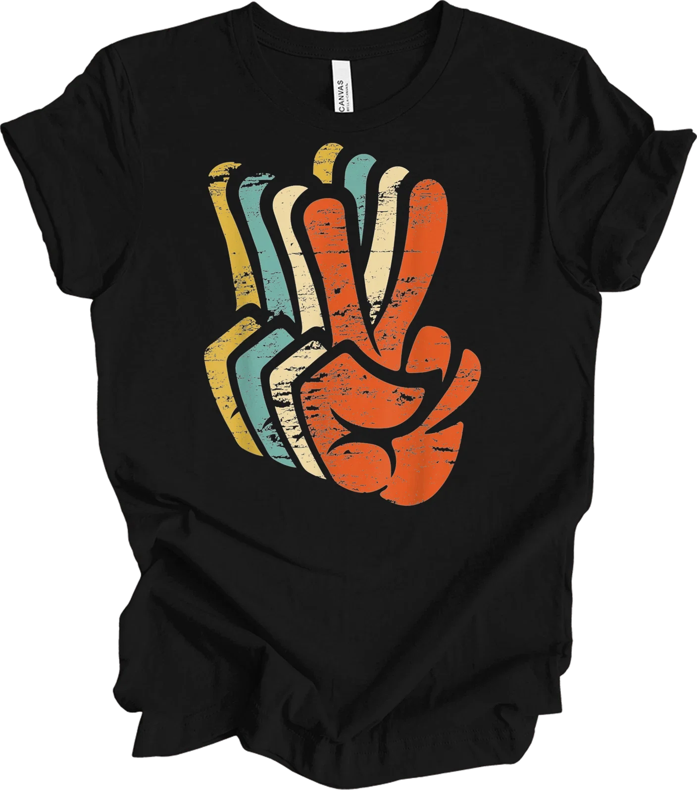 Retro Peace Sign Hand T-Shirt Vintage 70s Hippie Love Peace Symbol Graphic Tee Unisex T-shirt, Sweatshirt, Hoodie, Long Sleeve Tee - T-Shirt, Sweatshirt, Hoodie