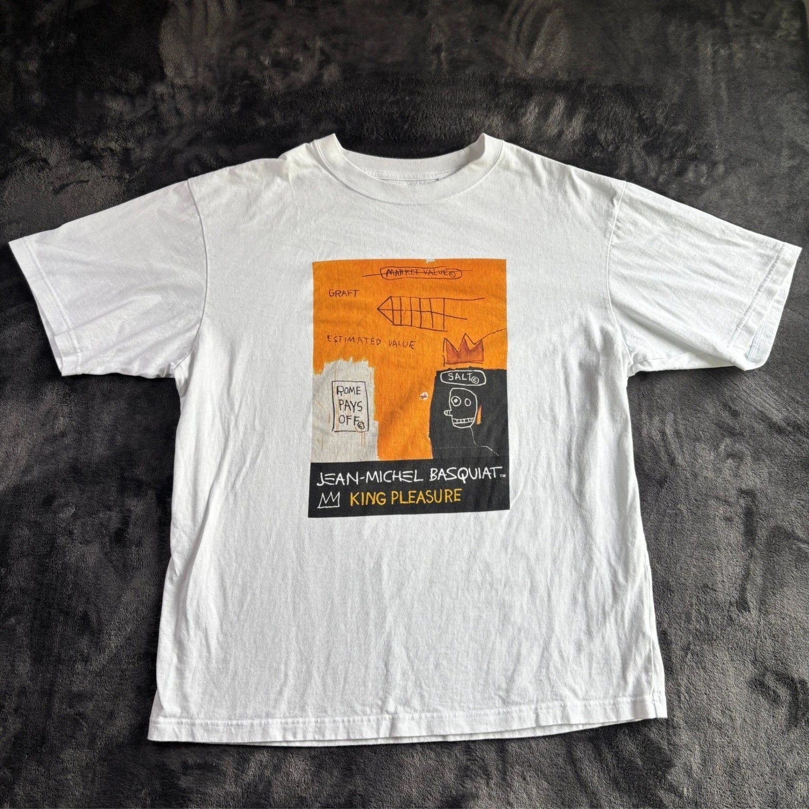 Unisex Jean-Michel Basquiat King Pleasure Graphic T-Shirt White Large Unisex Unisex T-shirt, Sweatshirt, Hoodie, Long Sleeve Tee - T-Shirt, Sweatshirt, Hoodie